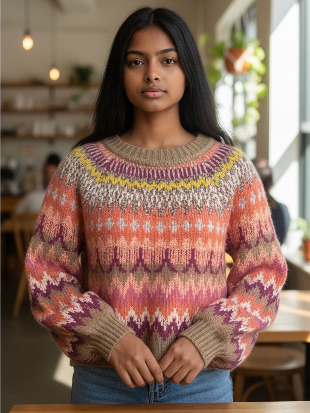 Med Newbury Kustom Vibrant Zigzag Women's Crop Sweater